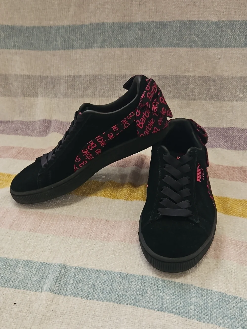 PUMA x Barbie Suede Classic Black & Pink Bow Sneakers